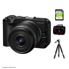 CANON - Cámara Mirrorless EOS R50V + Lente RF-S 14-30mm f45-63 IS STM + Kit Deluxe