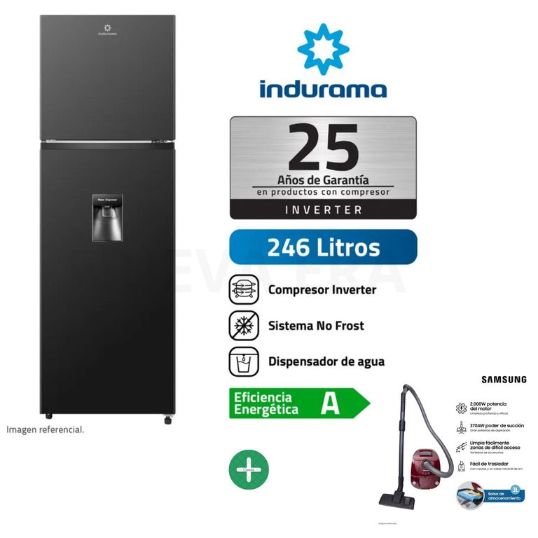 REFRIGERADORA RI-389DNI 246 LITROS NEGRO + ASPIRADORA VCC4190V3KXZS 2000W
