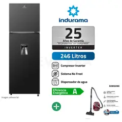 INDURAMA - REFRIGERADORA RI-389DNI 246 LITROS NEGRO + ASPIRADORA VCC4190V3KXZS 2000W