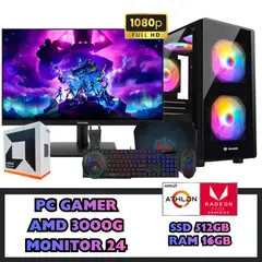 AMD - PC GAMER 3000G SSD 500GB RAM 16GB MONITOR 24 FHD CON ACCESORIOS