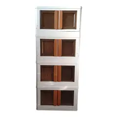 WELL BEING - Gabinete Beige con marron con ruedas 4 niveles/ Organizador mutifuncion 4 niveles