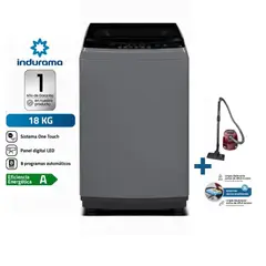 INDURAMA - Lavadora Carga Superior 18kg Gris Lri-18dgr + Aspiradora Samsung VCC4190V3KXZS 2000W