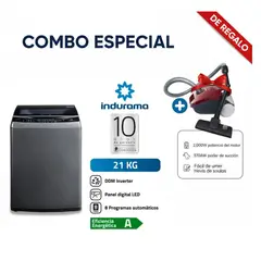 INDURAMA - LAVADORA 21KG CARGA SUPERIOR LRI-21CRI + ASPIRADORA SAMSUNG VCC4190V3KXZS 2000W