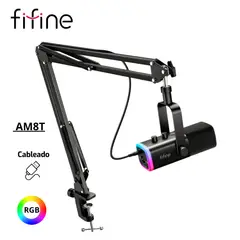 FIFINE - Micrófono AM8T Black con Brazo