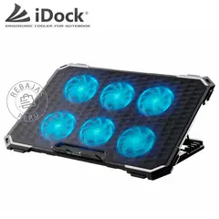 IDOCK - Cooler N2 Thermal Laptop 6 Ventiladores Malla Metálica Ajustable