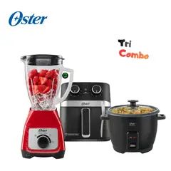OSTER - Combo Licuadora BLSTKAG-RRD + Freidora 4L y Olla Arrocera