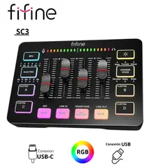 FIFINE - Mixer Ampligame Sc3 Rgb Streaming Xlr Black