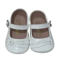 GENERICO - Zapatito de bebe infantil blanco 1 florcita bebé talla18