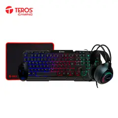 TEROS - Kit Gamer TE-4063N Teclado Mouse Audifono y Mouse Pad