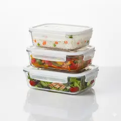 PENTHA - 3 Tapers De Vidrio Hermético 1520ml Rectangular Premium