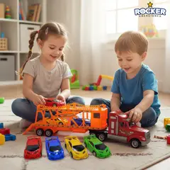 GENERICO - TRÁILER DE CARGA CON 4 CARROS EN LA PARTE SUPERIOR