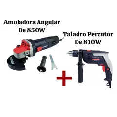 MAKUTE - AMOLADORA ANGULAR DE 850W + TALADRO PERCUTOR DE 810W