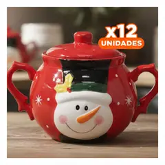 ANIMALIA - Pack12 Recipiente Decorativo de Navidad 500g Snowman para Azucar Y+Regalo Sticker