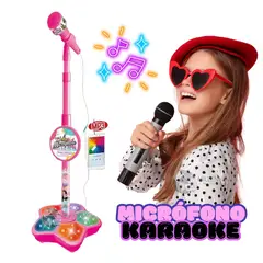 GENERICO - Microfono para Niños con Conexión a Celular + Base Iluminada Karaoke en Casa