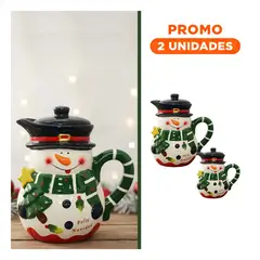 ANIMALIA - Pack2 Jarra Decorativa Muñeco de Nieve con Bufanda Verde 3LT para Hogar y Cocina Navideña