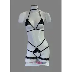 GENERICO - Conjunto Lenceria de Encaje MUNICH talla S a M Negro DeAlcoba