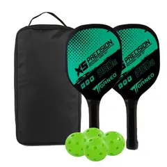 TORNEO - SET DE RAQUETAS PICKLEBALL PARA ENTRENAMIENTO MADERA CON 4 PELOTAS VERDE