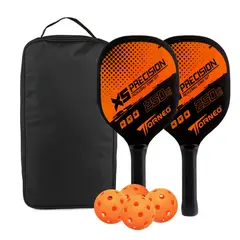 TORNEO - SET DE RAQUETAS PICKLEBALL PARA ENTRENAMIENTO MADERA CON 4 PELOTAS NARANJA