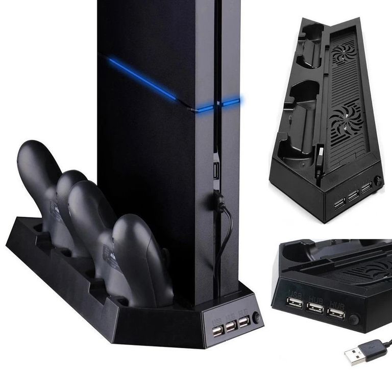 Soporte Base Vertical Cooler Y Cargador Para Ps4 Fat