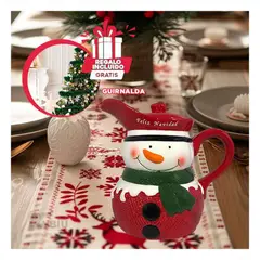 RYBIU IMPORT - Envase Navideño Muñeco de Nieve con Bufanda 25x16cm Rojo Blanco Festivo Y+Guirnalda Nav