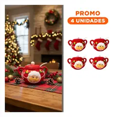 SKYBLOO - Pack4 Frasco de Azucar Navideno Mama Noela en Relieve para la Mesa y la Casa Familiar