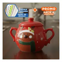 RYBIU IMPORT - Pack4 Frasco de Azucar Navideno Reno para la Decoracion de la Mesa Y+Papel Regalo