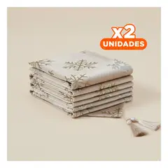 RYBIU IMPORT - Pack2 Centro de Mesa Navideno Blanco con Copos de Nieve Elegante Y+Regalo Sticker