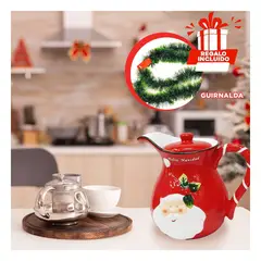 RYBIU IMPORT - Jarra con Relieve de Fiesta Navideña de Papa Noel Y+Guirnalda Nav