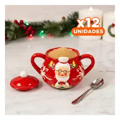 SKYBLOO - Pack12 Recipiente Navideno con Velas Colores Blanco y Rojo Y+Regalo Sticker