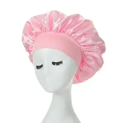 GENERICO - Gorro de Satén Rosa Protector Cabello Bonnet Ducha Sueño Anti-Frizz Pink