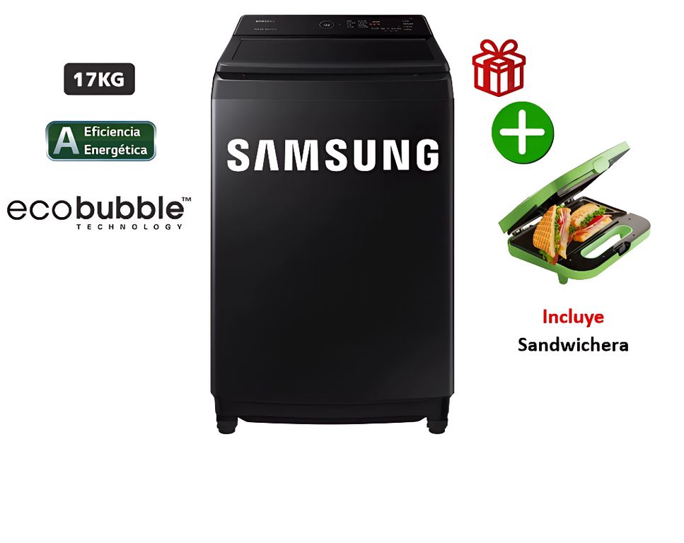 Lavadora 17 Kg EcoBubble Carga Superior WA17CG6441BVPE Negro*+ Sandwichera