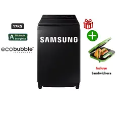SAMSUNG - Lavadora 17 Kg EcoBubble Carga Superior WA17CG6441BVPE Negro*+ Sandwichera