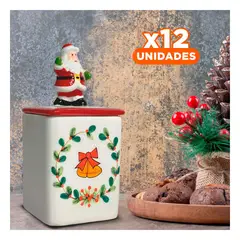 ANIMALIA - Pack12 Recipiente Navideno con Papa Noel para Decoracion y Dulces NAV 22 Rojo Y+Regalo Sticker