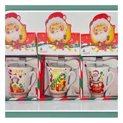 SKYBLOO - Taza Navideña con Cucharita Bota con Dulces y Regalos para Bebidas de Blanco Y+Ligas Regalo