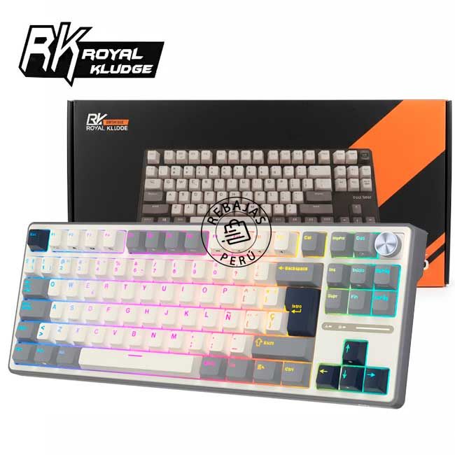 Teclado Mecánico RK-R87PRO TKL Half Grey con Switch Creamy y RGB Personalizable