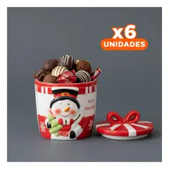 SKYBLOO - Pack6 Recipiente Navideno con Muneco de Nieve para decoracion LCN Y+Regalo Sticker