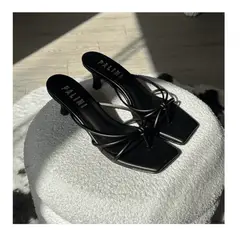 PALINI SHOES - Taco 5 de vestir en punta cuadrada color negro