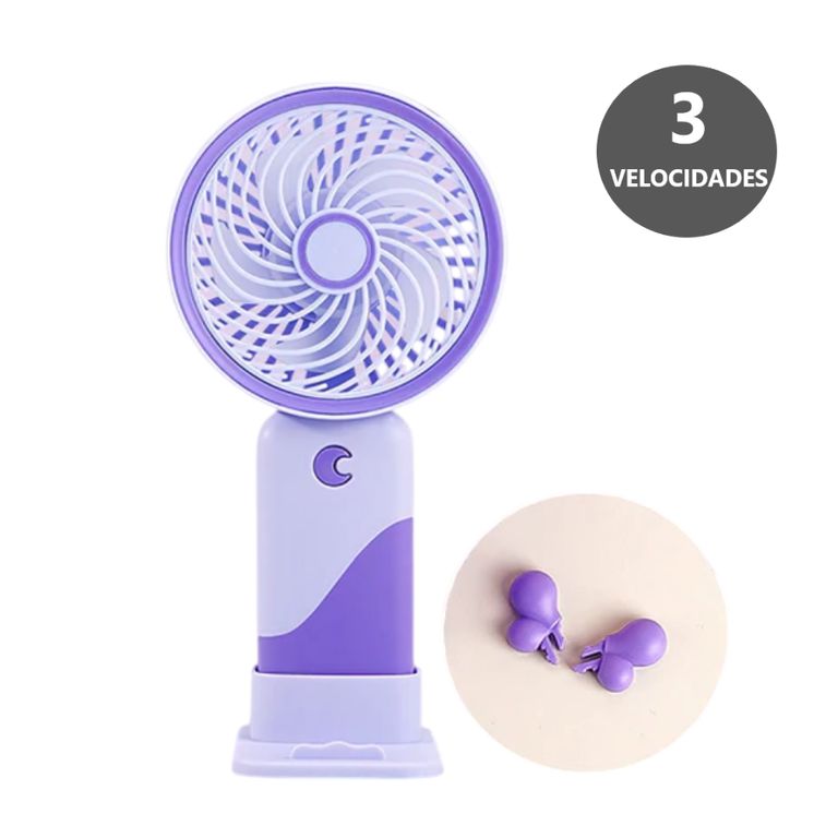 Potente Ventilador portátil 3 velocidades mini - Morado