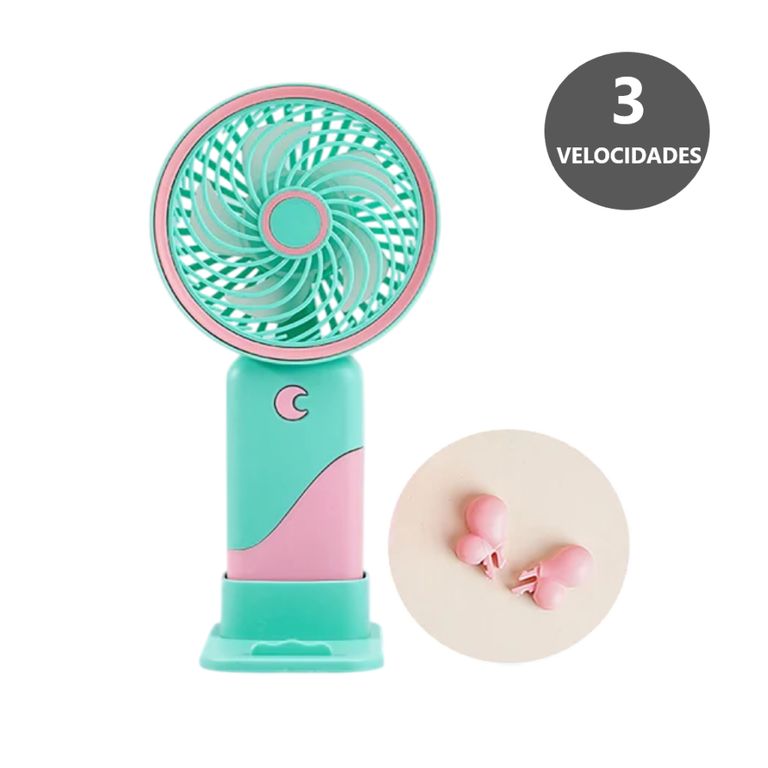 Potente Ventilador portátil 3 velocidades mini - Verde