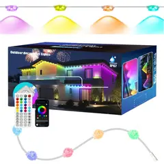GENERICO - Luces LED RGB para Exteriores 15 m IP67 con App Bluetooth, Control Remoto y Modo Música para Fachada