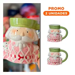 RYBIU IMPORT - Pack2 Mug Navideno de Cascanuez Verde con Rombos para Cafe o Infusiones