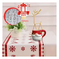 RYBIU IMPORT - Taza Navideña Roja con Relieve de Bigote de Papa Noel HOHO Decorativo Y+Regalo Sticker