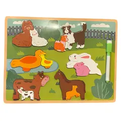 GENERICO - Rompecabezas de madera 2 en 1 los animales y sus crías Modelo 3