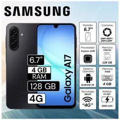 SAMSUNG - Celular A17 4G 4GB RAM 128GB 6.7" Pulg. Android 14 - Negro
