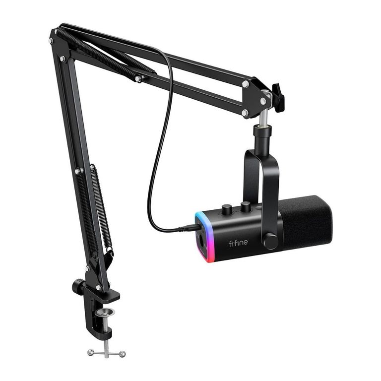 - Micrófono Ampligame AM8T XLRUSB Incluye Brazo - Negro