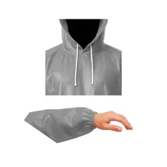 GENERICO - Poncho Impermeable Grueso Cerrado de Mangas Elasticas con Capucha Ajustable Plomo