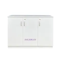 TEMEL - Credenza Mueble de Oficina. 03 Puertas con llave. color Blanco -