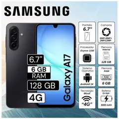 SAMSUNG - Celular A17 4G 6GB RAM 128GB 6.7" Pulg. Android 14 - Negro