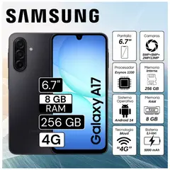 SAMSUNG - Celular A17 4G 8GB RAM 256GB 6.7" Pulg. Android 14 - Negro