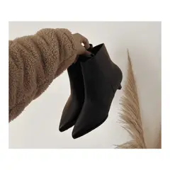 PALINI SHOES - Botín en punta con taco 3 color negro